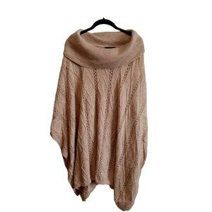 Lane Bryant Tan knit textured Cowl neck cape sweater